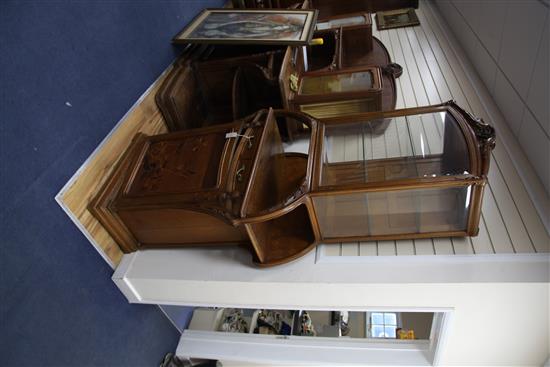 A Louis Majorelle Chicoree pattern oak and marquetry display cabinet, W.3ft 3in. D.1ft 5in. H.7ft 5in.